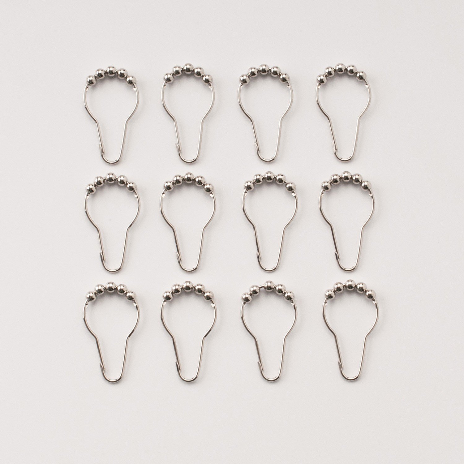 12-Piece Rustproof Stainless Steel Shower Curtain Hooks Set - Durable Bathroom Shower Rod Rings for Heavy Curtains - Perfect for Home, Hotel, and Apartment Bathroom Decor