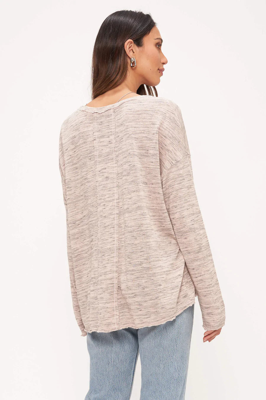 Seamless Marled Long Sleeve Cashew Sweater - Soft Comfortable Pullover for Women - Perfect for Fall Layering & Cozy Winter Outfits