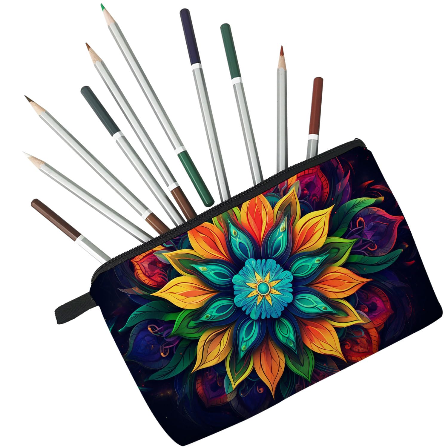 **Mandala Pattern Printed Women's Travel Cosmetic Bag - Small Makeup Pouch for Women - Perfect Gift for Travel, Gym & Daily Use**