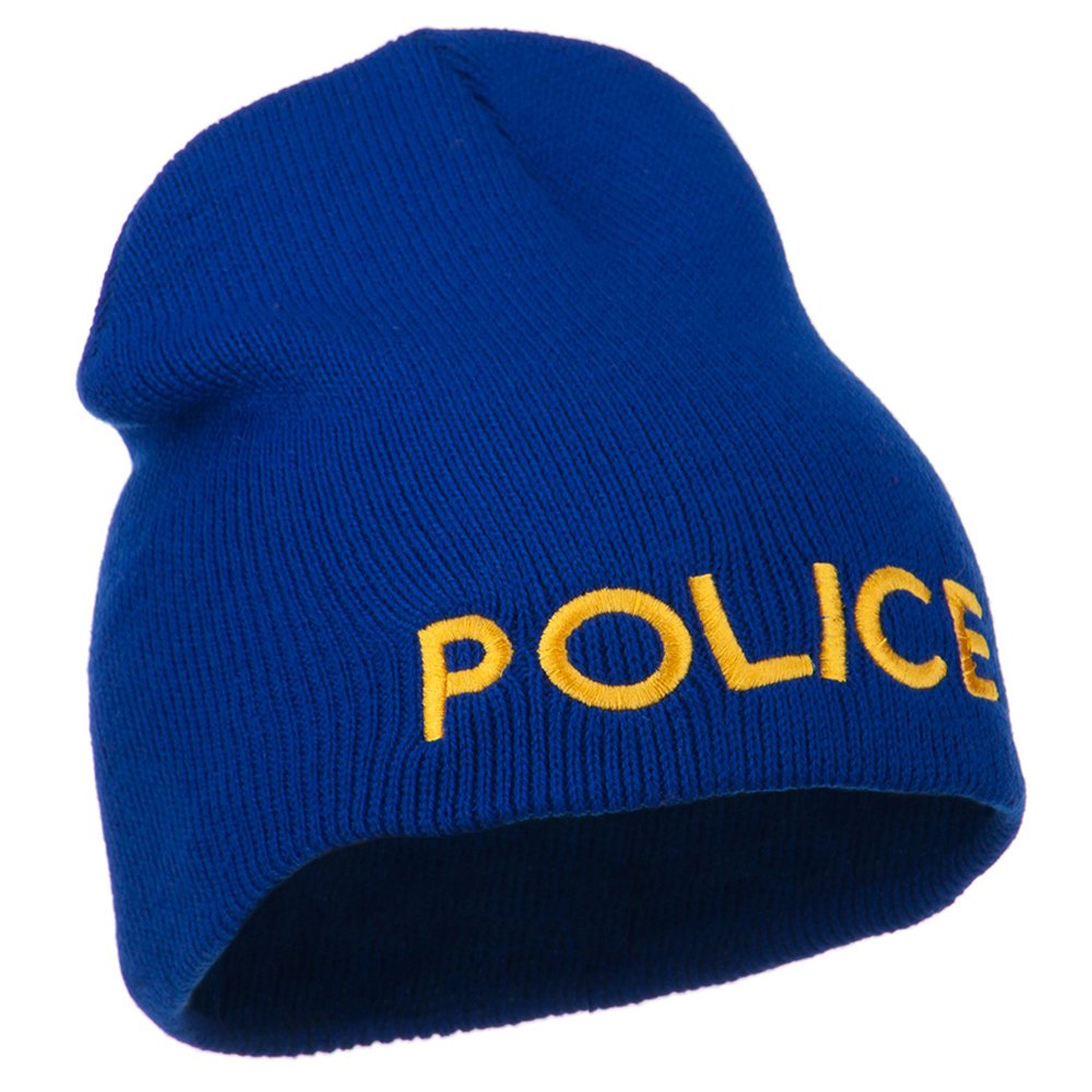 Police Embroidered Short Beanie - Tactical Winter Hat for Law Enforcement & Security - Perfect for Outdoor Work, Patrol & Cold Weather Activities