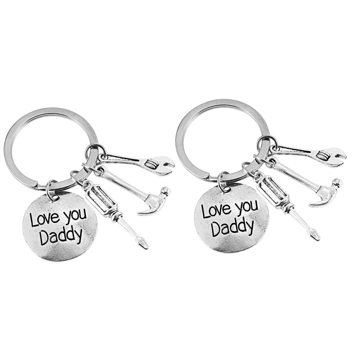 VALICLUD 2-Pack Engraved Tool-Shaped Keychains - Perfect Father's Day Gift for Dad (Screwdriver, Hammer, Wrench Design) - Durable Metal Key Rings for DIY Enthusiasts & Handymen | Great for Home, Workshop, Garage & Everyday Carry