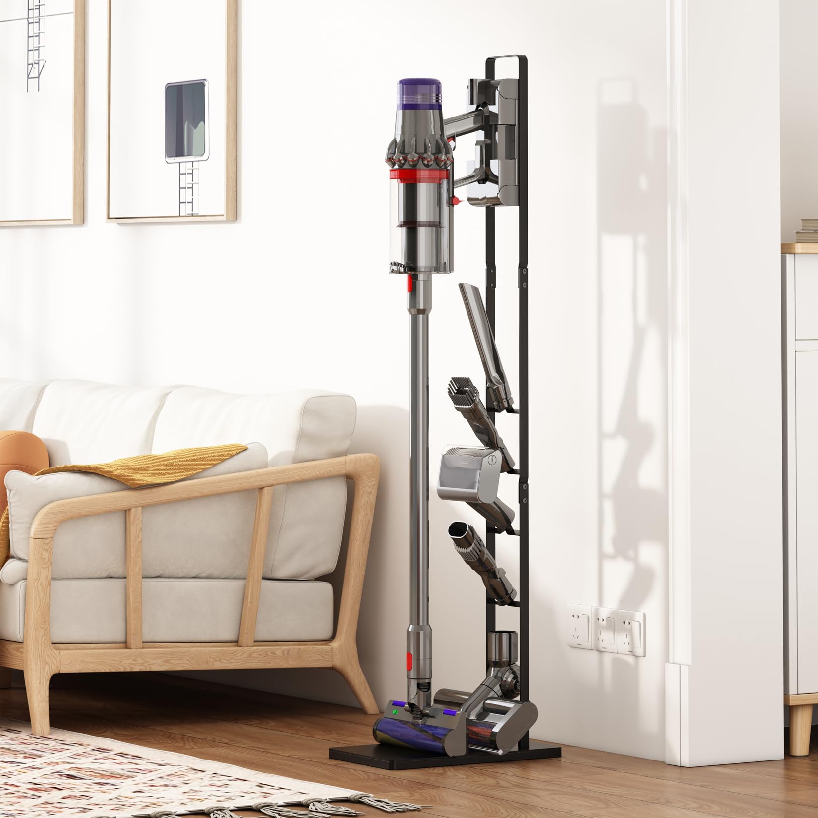 MOOPHY Vacuum Stand Holder for Dyson V15 V12 V11 V10 V8 V7 - Metal Storage Docking Station for Dyson Cordless Vacuum Cleaners, Accessories & Attachments - Perfect for Home, Office & Garage Organization