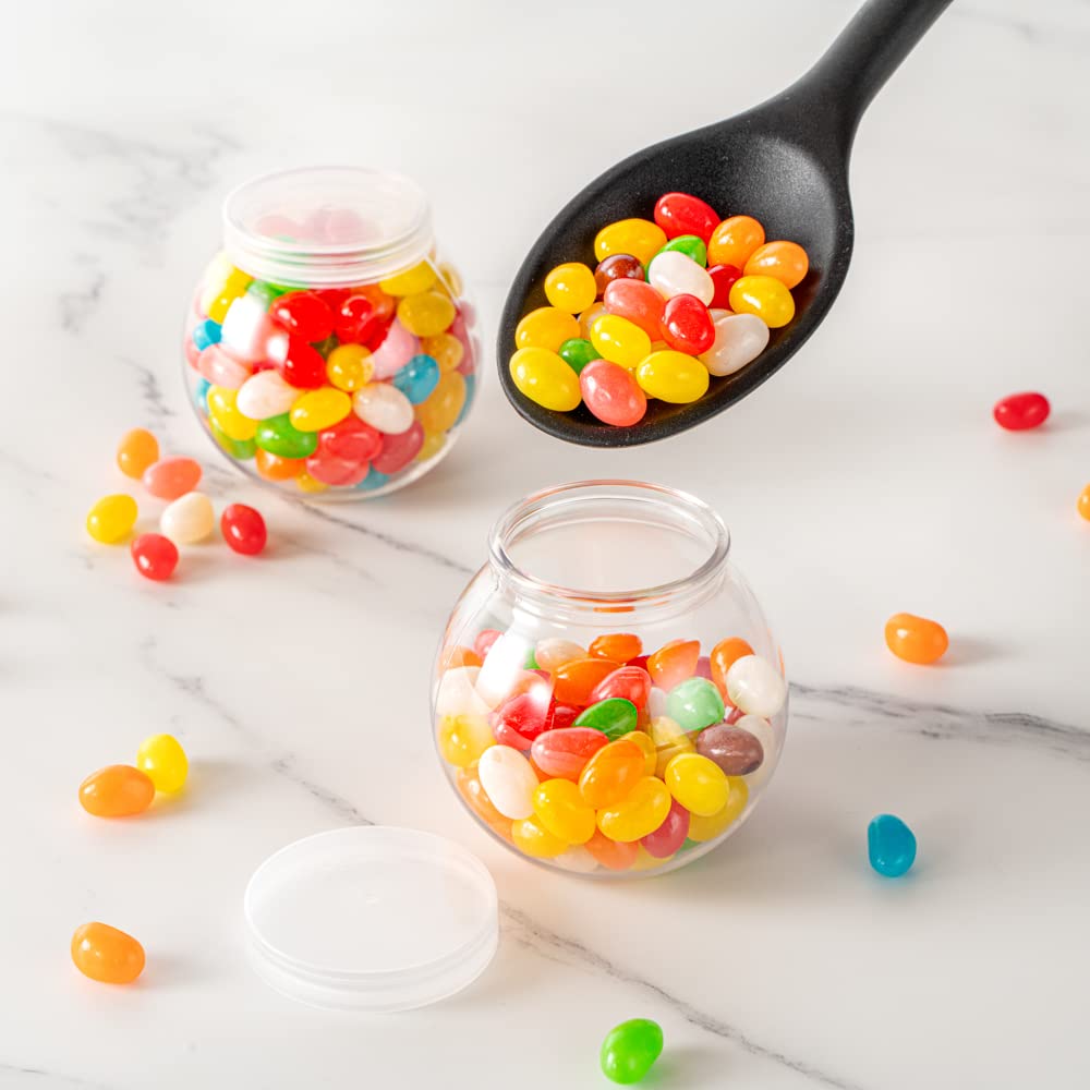 100-Pack 3oz Disposable Plastic Candy Jars with Snap-On Lids - Clear Bulbous Design for Yogurt, Parfait, Snacks, Spices & Desserts | Perfect for Party Favors, Wedding Decor, Candy Buffets & Small Food Storage