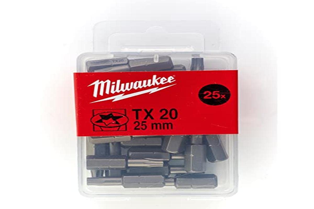 Milwaukee TX20 x 25mm Ponta Screwdriver Bit Set - 25-Piece Premium Screwdriver Bits for Drills & Impact Drivers - Perfect for Construction, Furniture Assembly & DIY Home Projects