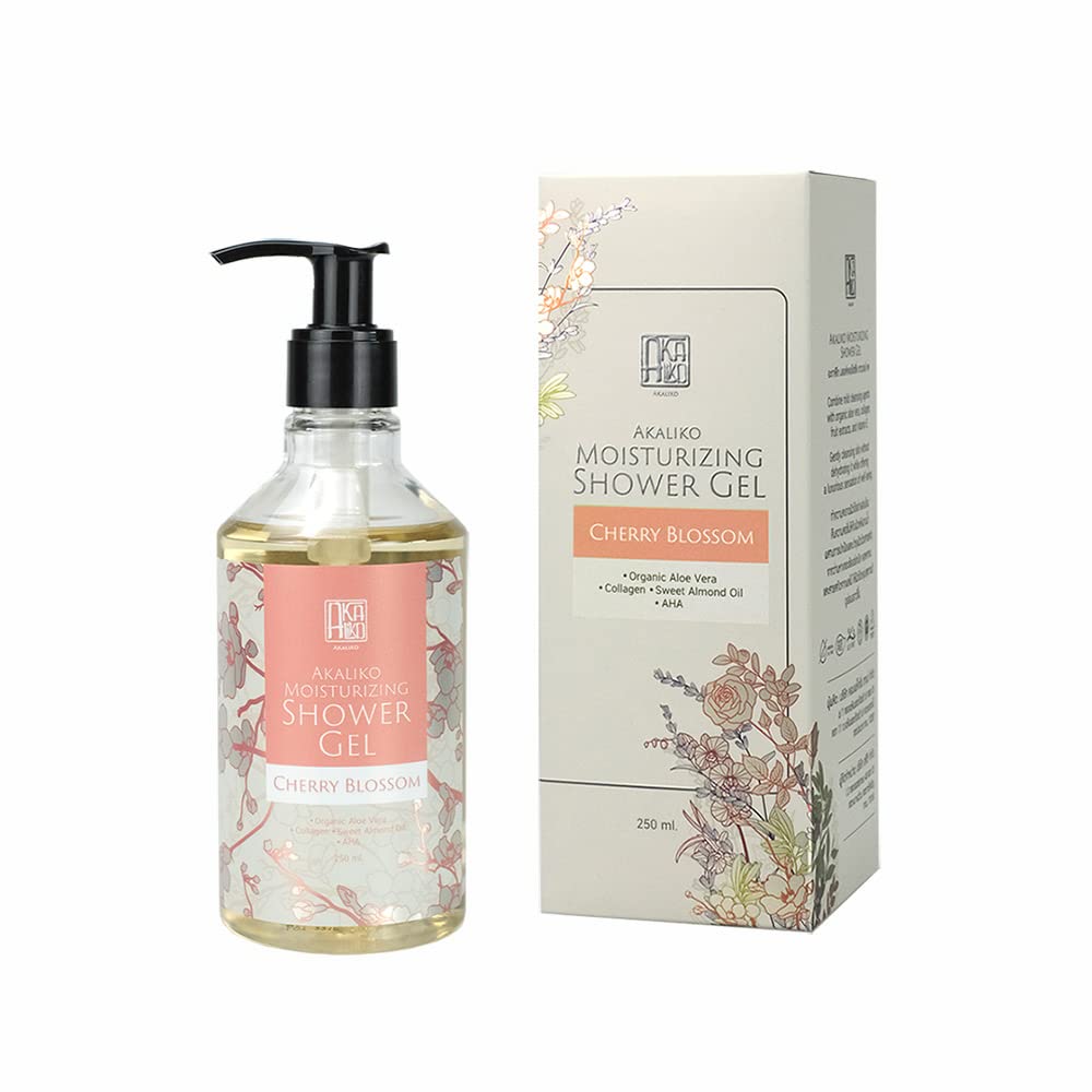 AKALIKO Cherry Blossom & Rosy Berry Moisturizing Shower Gel Set - Hydrating Body Wash for Dry Skin, Floral Scented Bath & Shower Gift Set - Perfect for Relaxing Spa Nights & Self-Care Routines