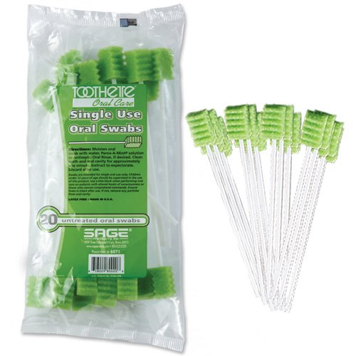 Oral Care Swabs - Toothette Oral Care Plus Untreated Swabs (50 Bags of 20) | Gentle Cleaning for Dentures, Braces & Sensitive Mouth Care