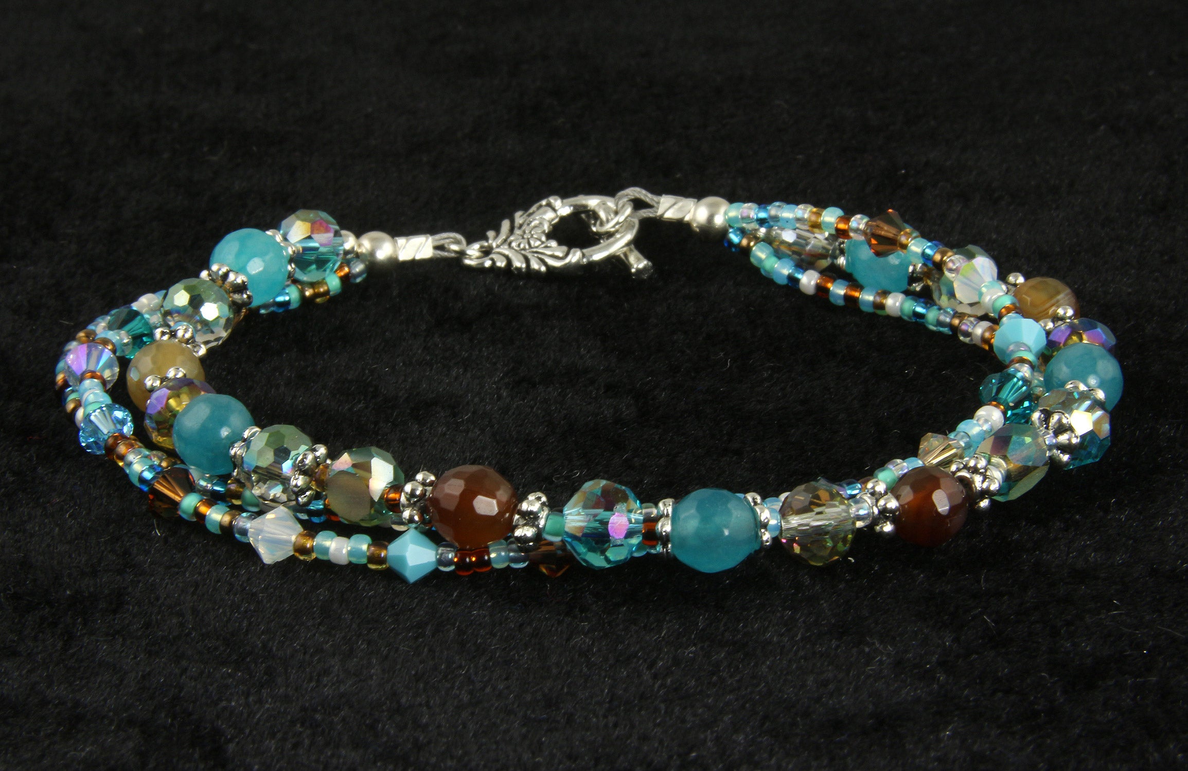 Turquoise Topaz Triple Strand Bracelet for Women - Elegant Beaded Jewelry for Parties, Weddings & Everyday Wear | Boho Chic Handmade Accessory