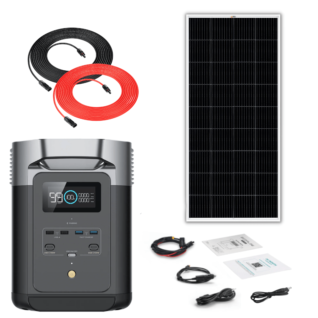 EcoFlow DELTA 2 Portable Power Station - 1024Wh Capacity, 1800W Output, Solar Generator Kit with 200W Monocrystalline Solar Panel - Perfect for Camping, RV Trips & Emergency Power Backup