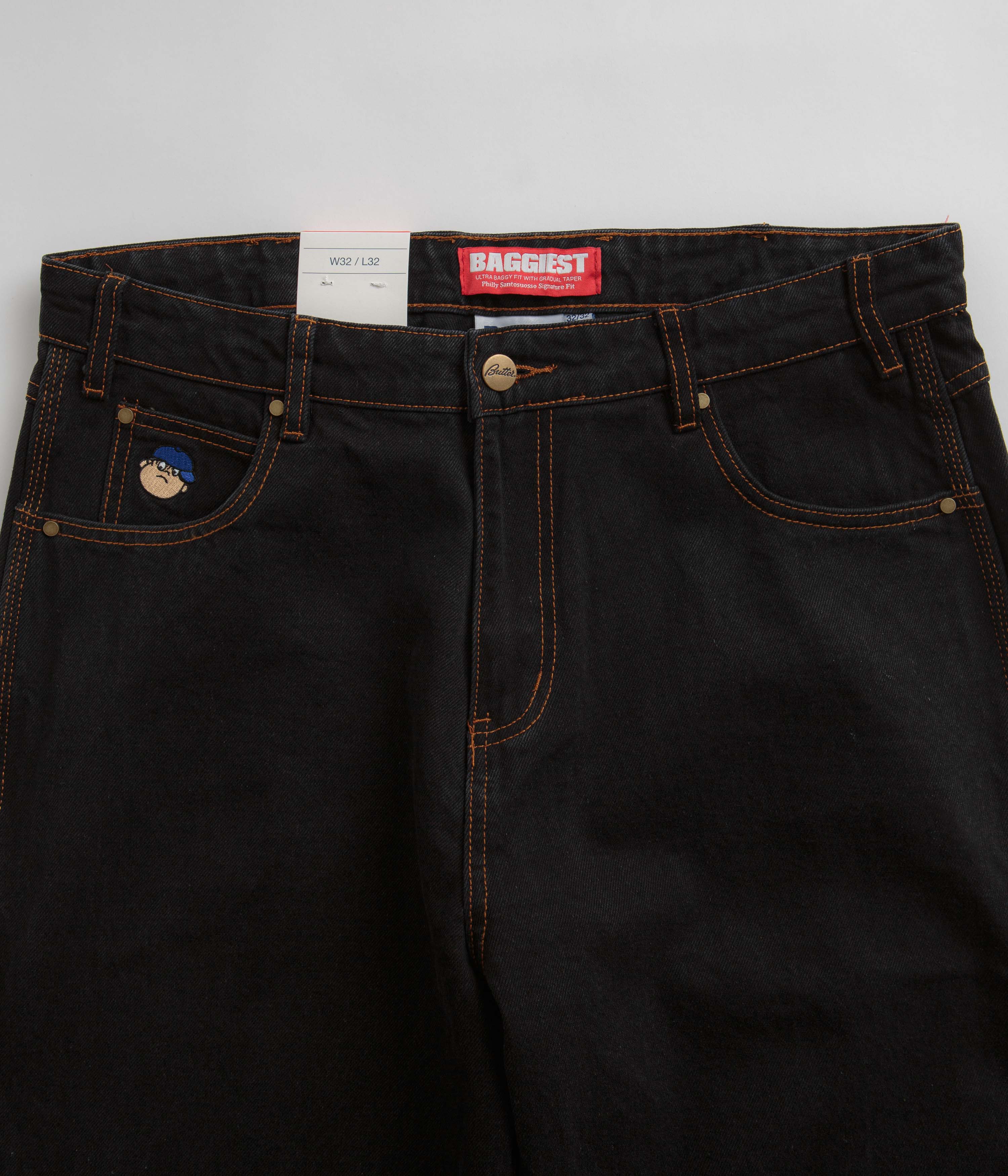 Butter Goods Santosuosso Jeans - Washed Black & Light Blue Denim Pants for Men | Casual Streetwear & Everyday Wear