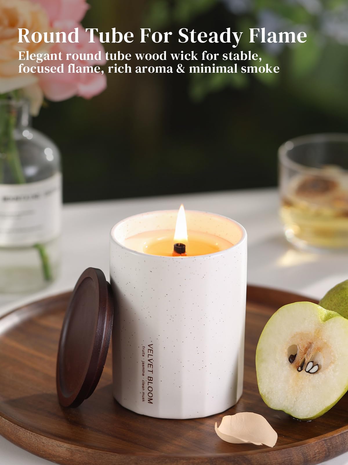 Dowan Beeswax Scented Candles with Wood Wick - Natural Sage & Peppermint Aromatherapy Candle, Non-Toxic Soy Wax for Relaxation - Ideal Housewarming Gift, Perfect for Yoga, Meditation & Home Spa