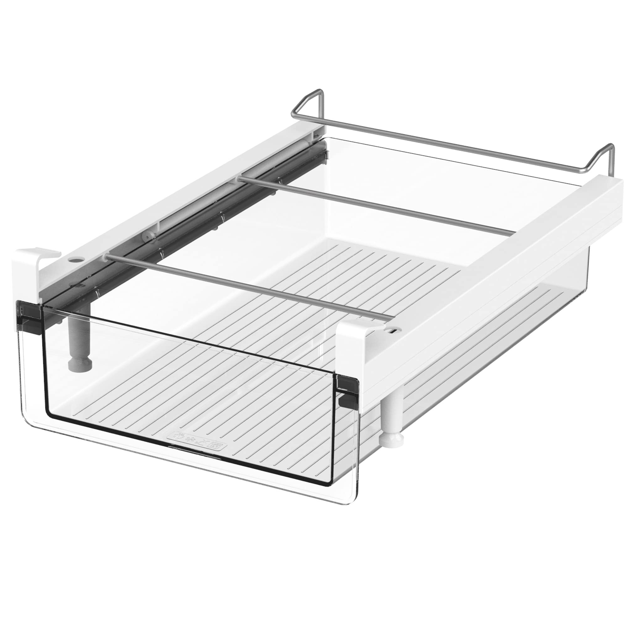 Vacane Large Under Shelf Fridge Drawer Organizer - Pull Out Refrigerator Storage Bin for Fruits, Vegetables, Deli Meats, Cheese & Bacon - Space Saving Kitchen Organizer - Easy to Install (Perfect for Pantry, RV, Dorm & Small Kitchen Organization)