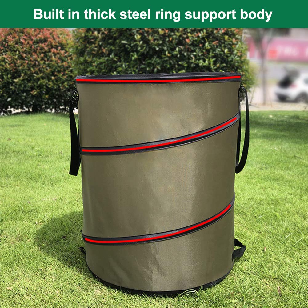 10 Gallon Collapsible Gardening Bag - Portable Pop-Up Outdoor Trash Can with Release Buckle for Leaves & Yard Waste | Perfect for Gardening, Camping & Home Use