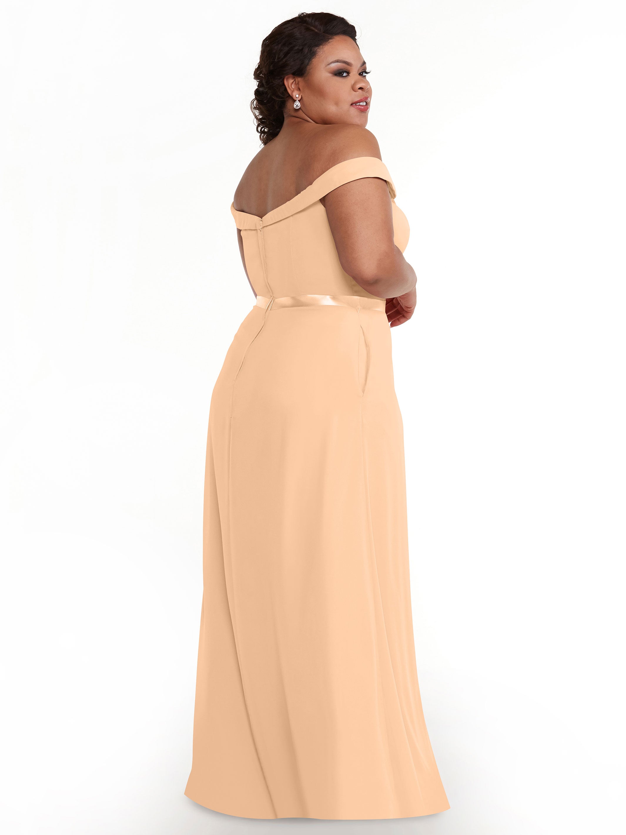 Elegant Off-The-Shoulder Chiffon A-Line Bridesmaid Dress with Sash - Perfect for Weddings, Formal Events & Special Occasions