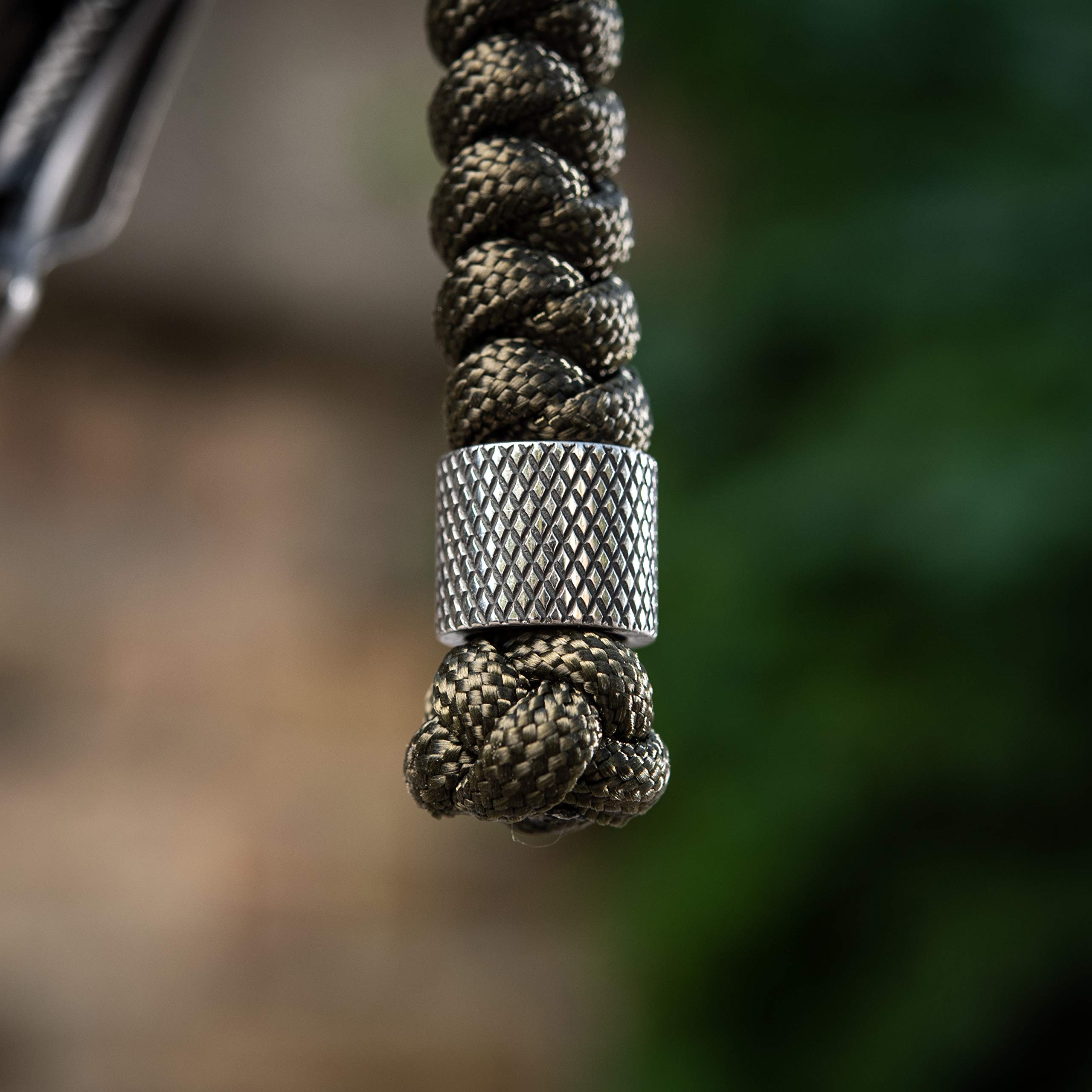 M-Tac Tactical Knife Lanyard with Beads - 550 Paracord Survival Lanyard for EDC, Hunting & Outdoor Use - Durable Stainless Steel Viper Clip (Olive Green) - Perfect for Knife Safety, Keychain & Gear Organization