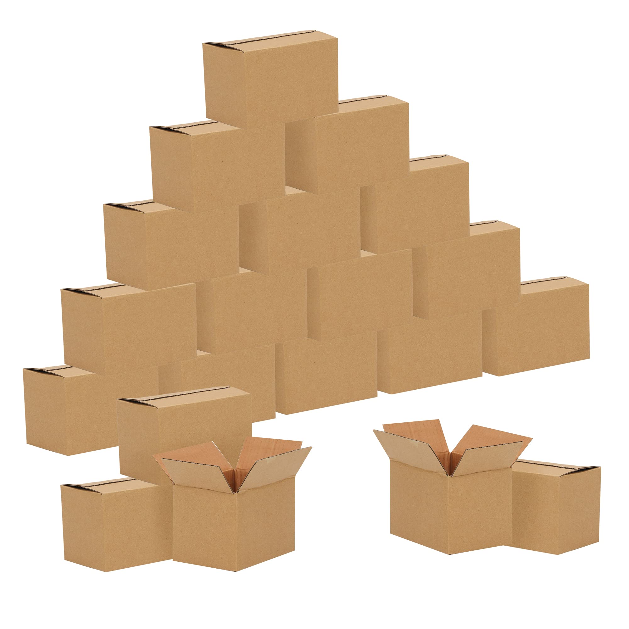 FARRAY 6x4x4 Inches Small Shipping Boxes - 20 Pack Sturdy Kraft Corrugated Cardboard Mailing Boxes for Ecommerce, Gifts, Jewelry & Small Items Packaging