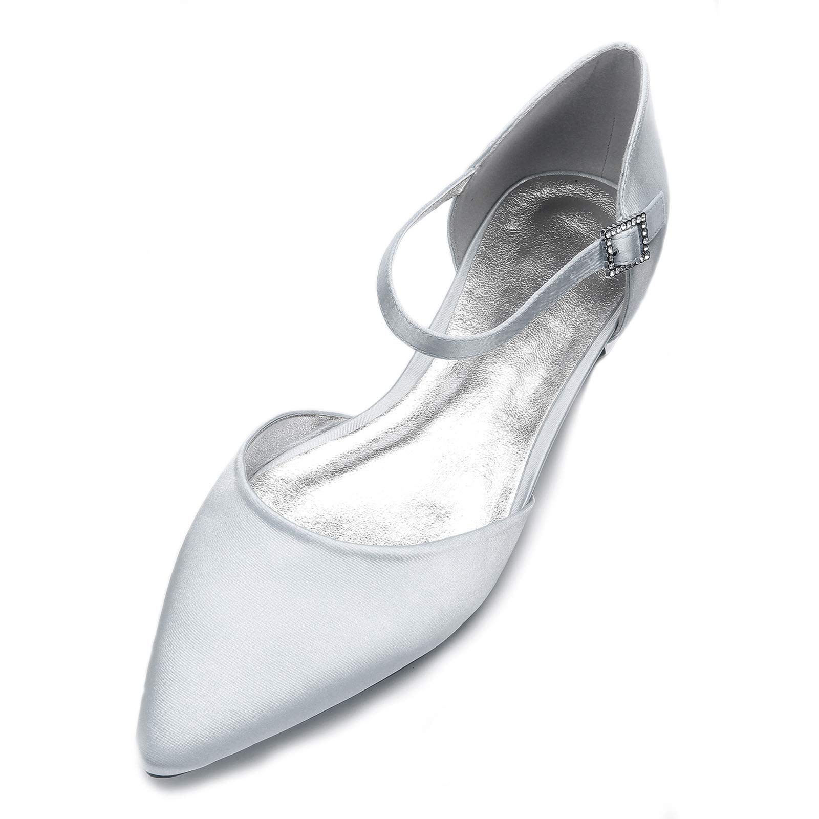 Elegant Women's Wedding Shoes - Pointed Toe Flat Ballerina Pumps with Ankle Strap for Bridal, Party & Special Occasions | Comfortable Bridesmaid Shoes for Ceremony, Reception & Photoshoot