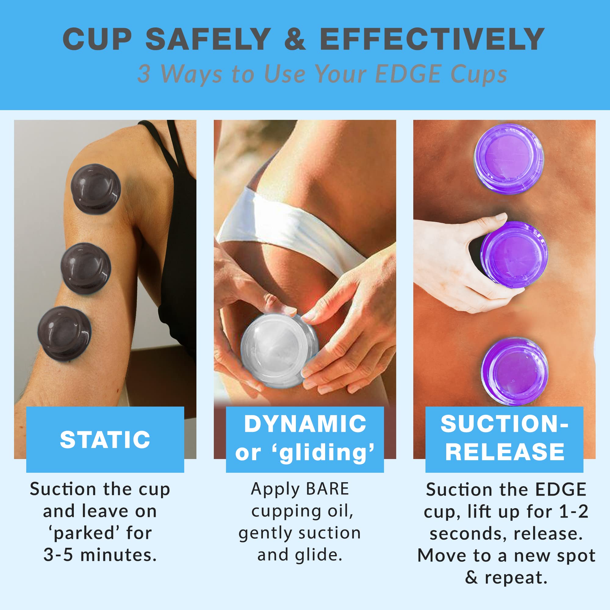 Premium Silicone Cupping Therapy Set - 6 Large Multi-Color Cups (Clear, Onyx, Purple) for Deep Tissue Massage & Pain Relief | Professional Cupping Kit for Muscle Recovery, Relaxation & Detox | Ideal for Home Spa, Physical Therapy & Wellness Routines