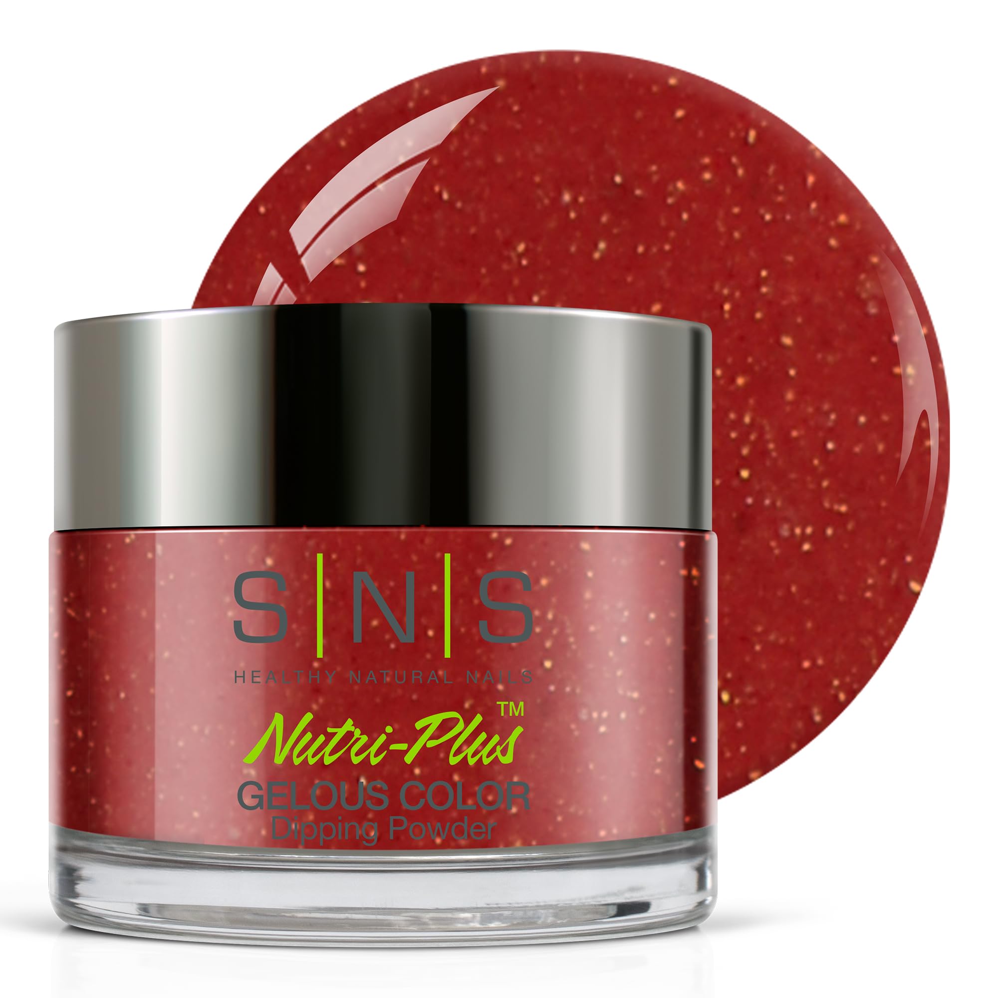 SNS Nail Dip Powder - Gelous Red Plum Brown Shimmer Dipping Powder - Long Lasting 14 Days Dip Nail Color - Low Odor No UV Lamp Required - 1 oz - Perfect for Salon Quality Manicures at Home & Professional Nail Art Designs