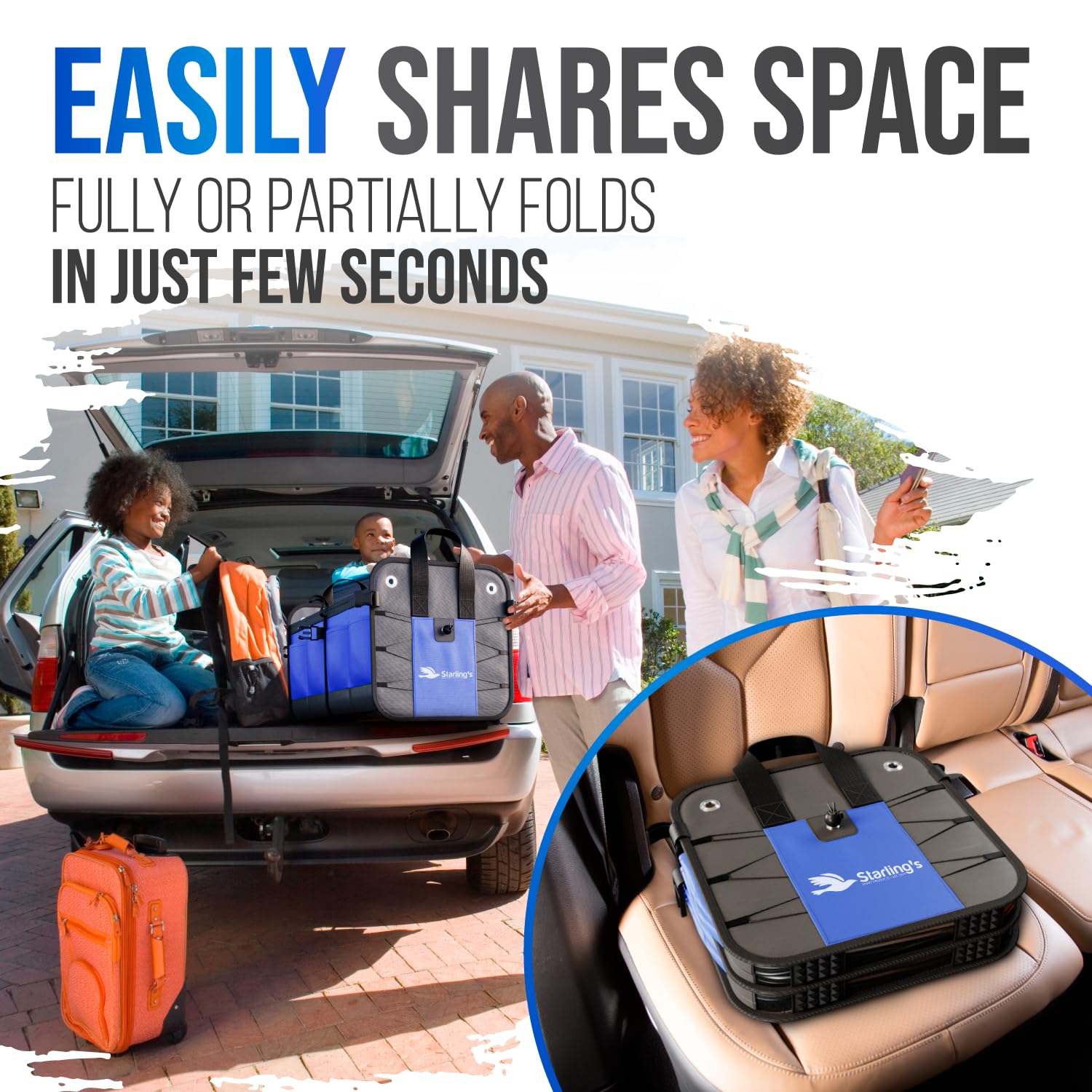 Premium Car Trunk Organizer - Large Collapsible Storage Box with Adjustable Compartments | Heavy-Duty SUV/Truck Cargo Organizer | Waterproof Non-Slip Trunk Bin for Groceries, Tools & Travel Essentials | Perfect for Road Trips, Camping & Daily Commute