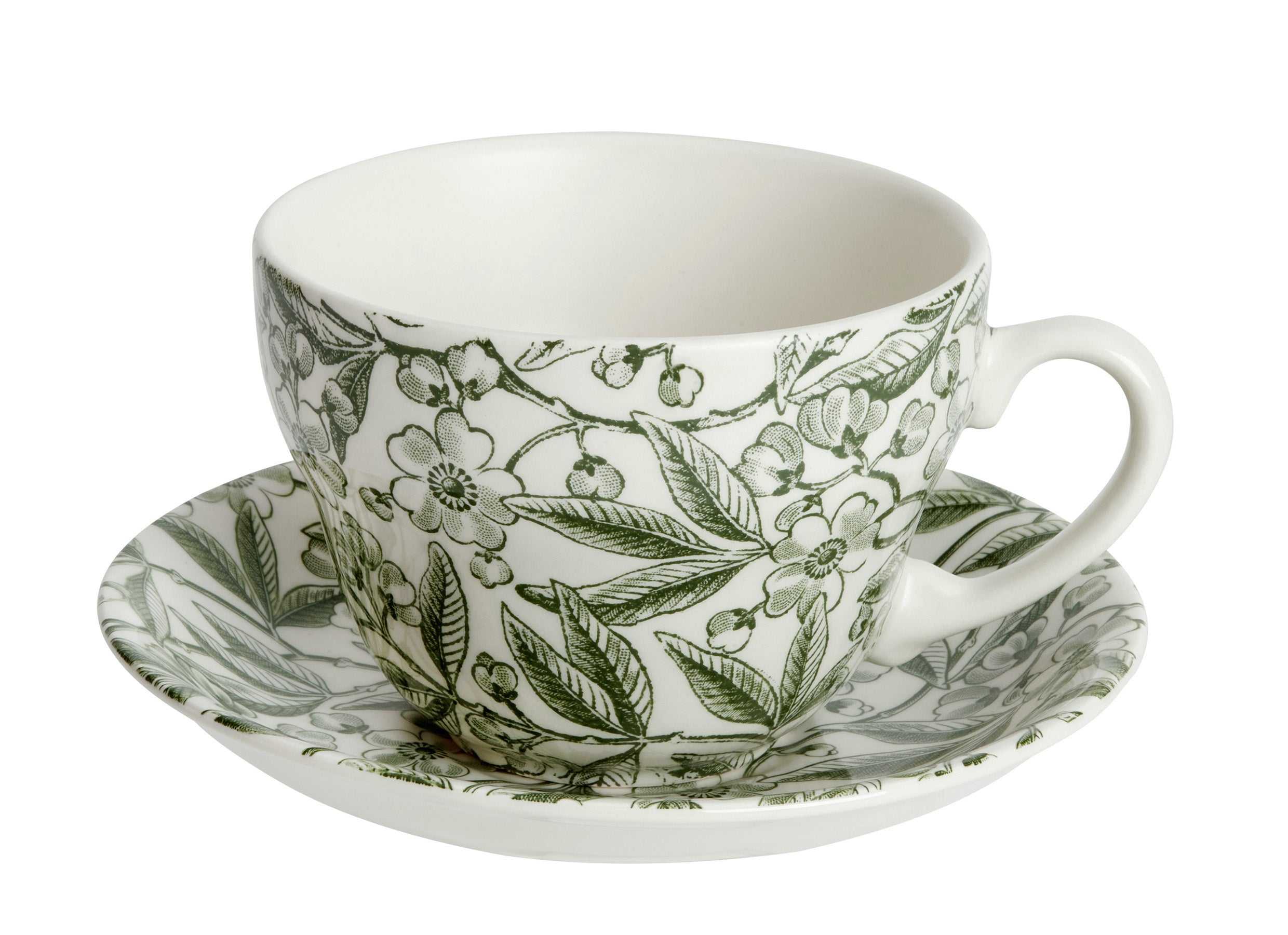 Burleigh Green Prunus Dinnerware Set - Elegant Floral Ceramic Plates & Bowls for Fine Dining - Perfect for Dinner Parties, Holiday Meals & Home Decor