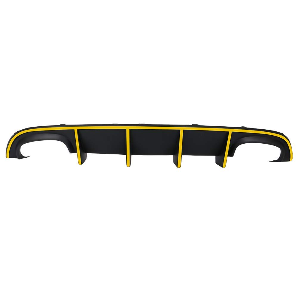 IKON MOTORSPORTS Front Bumper Lip Spoiler & Rear Diffuser for 2015-2023 Dodge Charger SRT | Quad Exhaust Design with Yellow Reflective Tape | Aggressive Styling Upgrade for Street & Track Performance