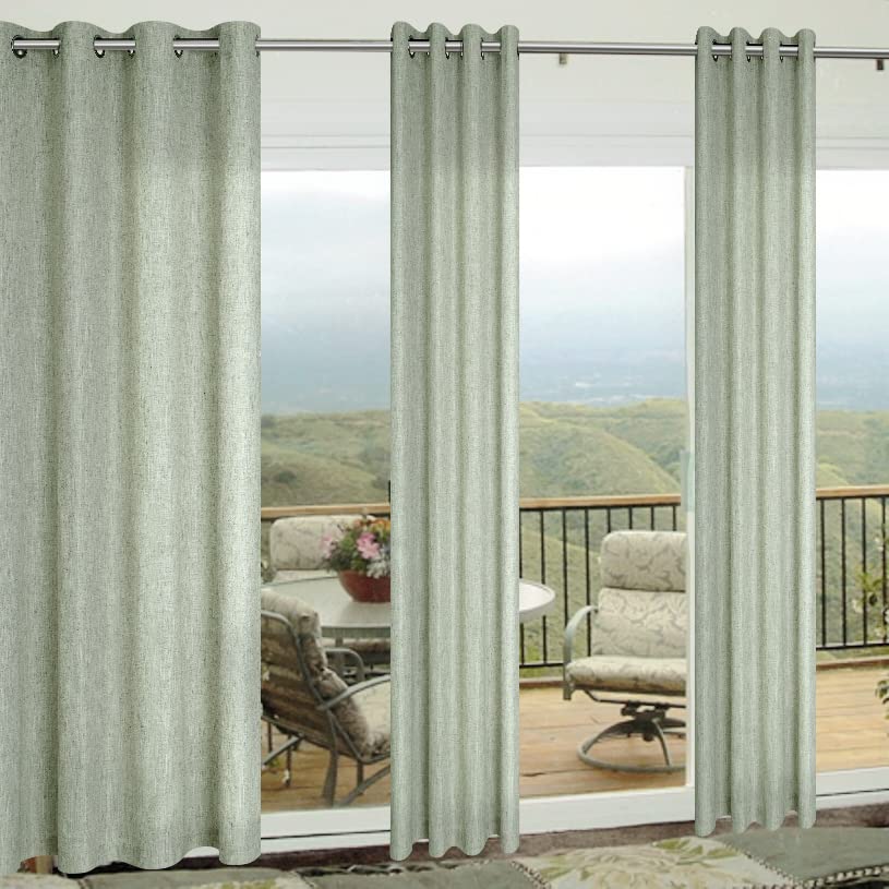 Farmhouse Sage Green Linen Curtains - Light Filtering Semi Sheer Window Drapes for Living Room & Bedroom - 84 Inch Length, 2 Panels - Rustic Elegant Grommet Top Treatment - Perfect for Dining Room & Country Style Home Decor