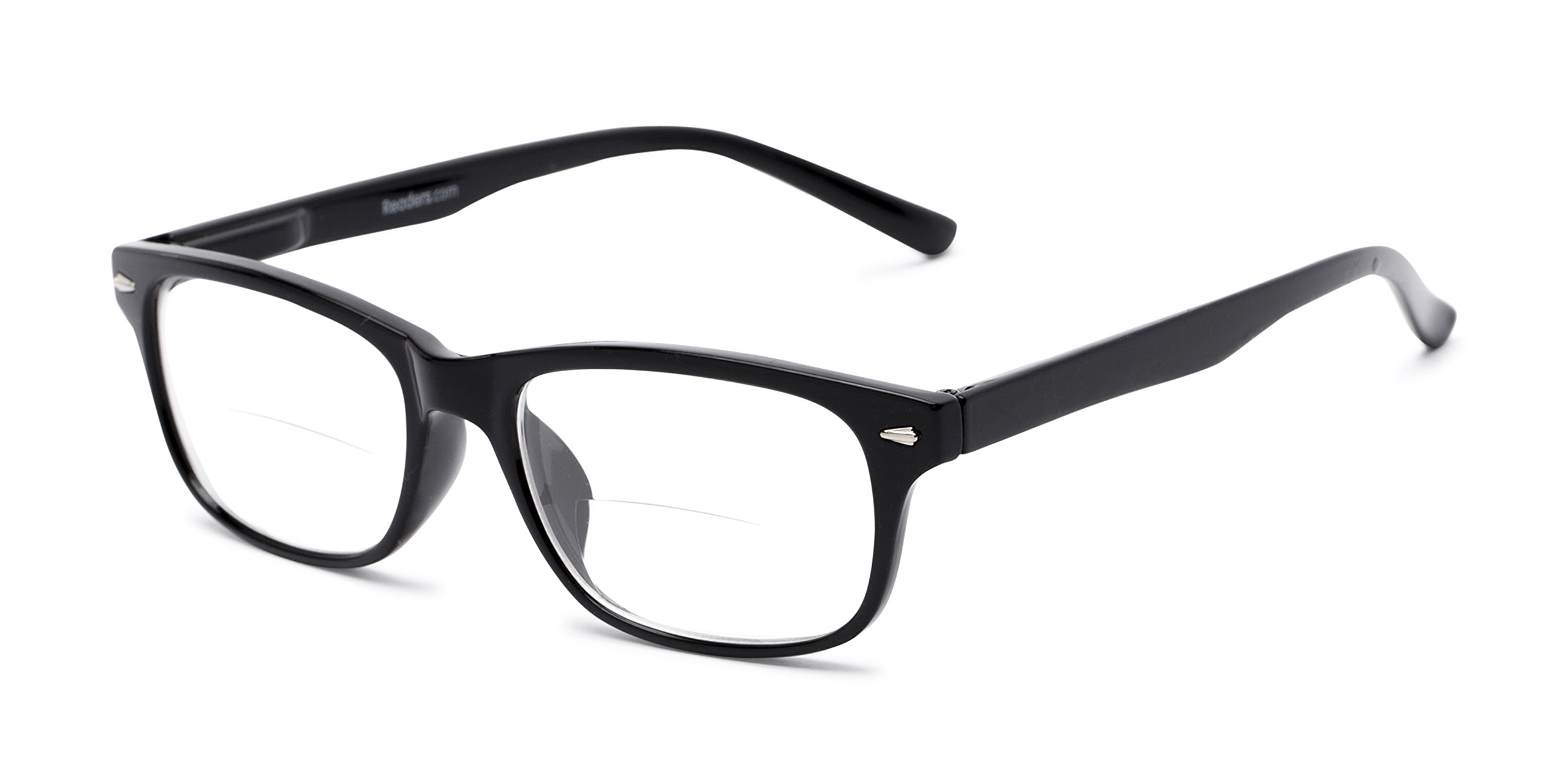 Readers.com Reading Glasses - Williamsburg Bifocal Plastic Retro Square Style Eyewear for Men & Women | Perfect for Reading, Computer Work & Close-Up Tasks