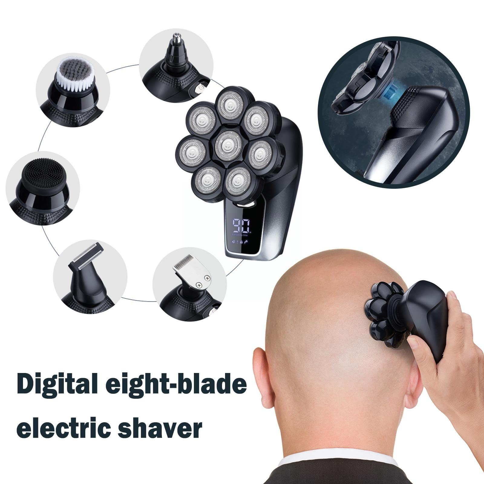 8D Electric Razor for Men - Waterproof Rotary Shaver with Nose Hair Trimmer for Bald Head Shaving | Perfect for Travel, Gym & Daily Grooming
