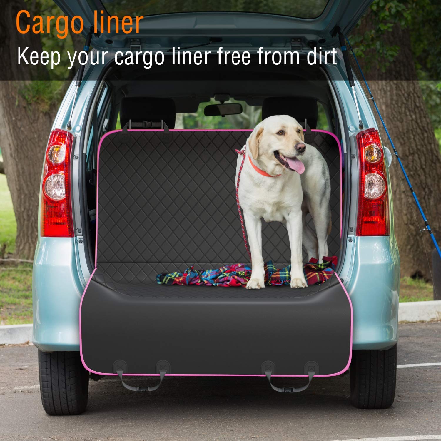 Waterproof Dog Car Seat Cover for Back Seat - Pet Hammock Protector for Trucks, Sedans & SUVs | Durable & Non-Slip Design | Perfect for Road Trips, Vet Visits & Daily Commutes | Pink (Compatible with Chom Chom Roller Pet Hair Remover)