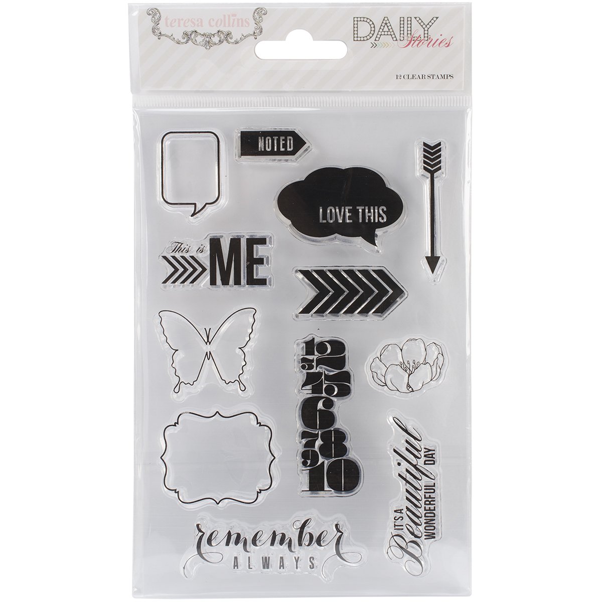 Teresa Collins Daily Stories Stamp Set - 4x6 Inch Scrapbooking Stamps for Card Making, Journaling, DIY Crafts & Memory Keeping - Perfect for Scrapbooks, Planners, and Handmade Cards