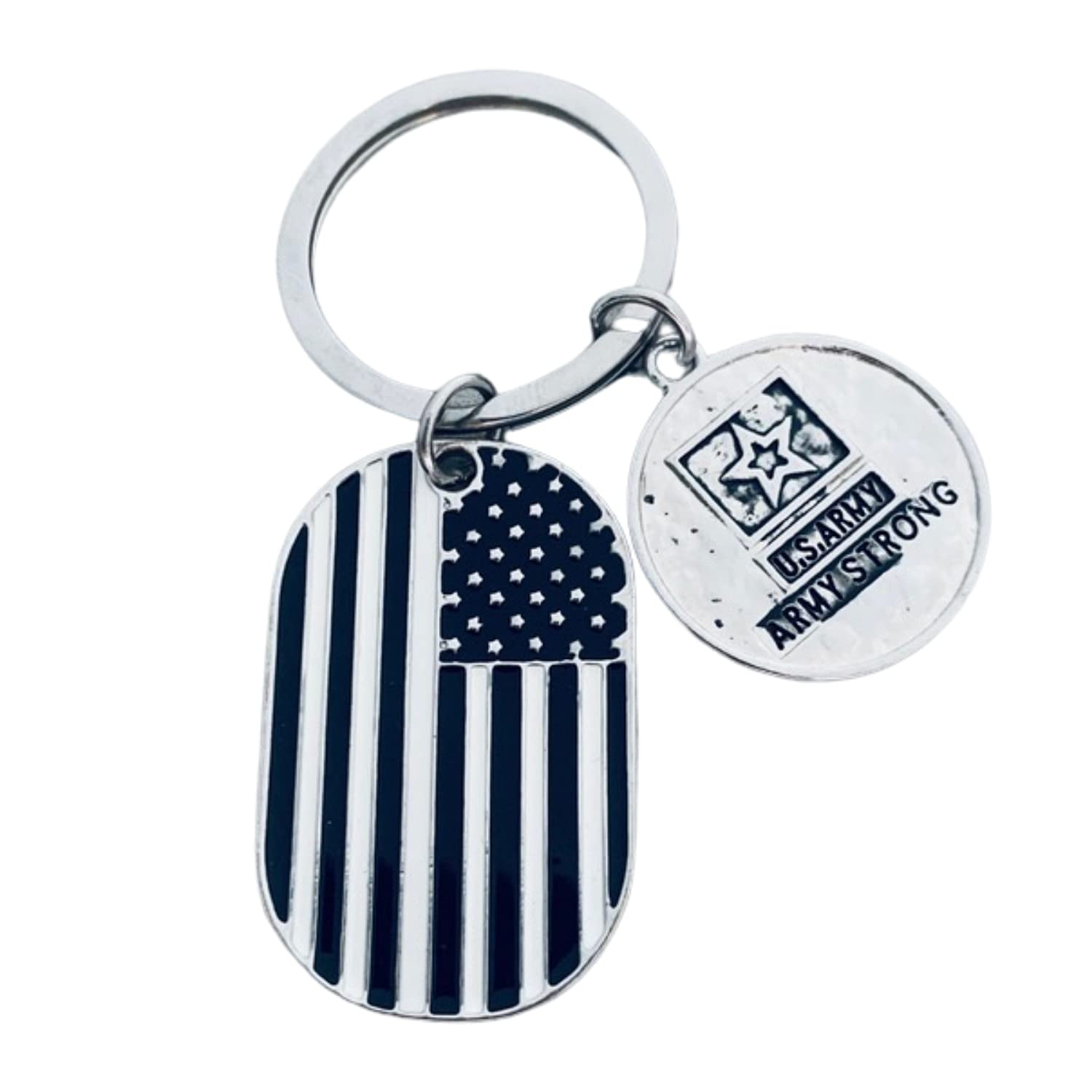 US Army Keychain - Military Gift for Men & Women - Army Strong Charm Key Rings with American Flag - Perfect for Soldiers, Veterans & Patriotic Gifts | Ideal for Keychains, Backpacks & Military Appreciation