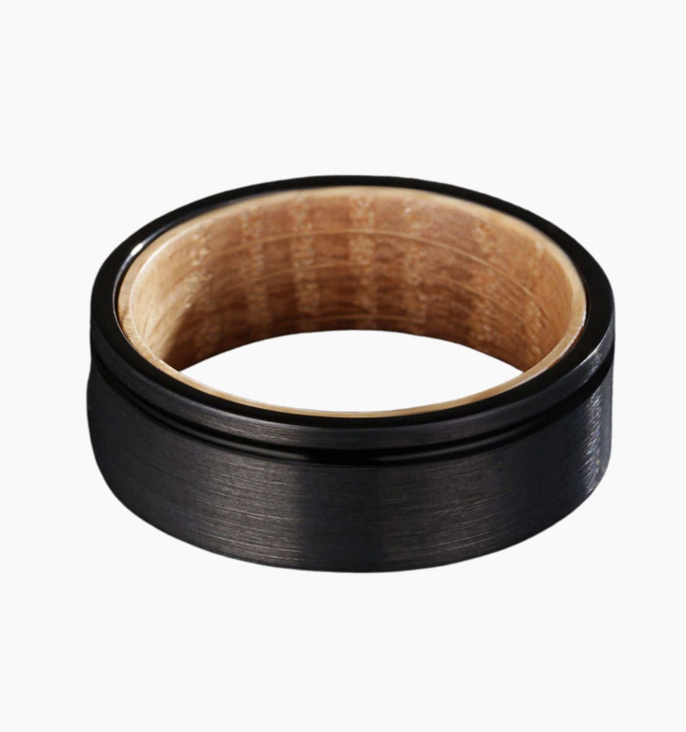 Black Tungsten Men's Wedding Band with Wood Inlay - Durable & Stylish Ring for Weddings, Anniversaries, and Everyday Wear