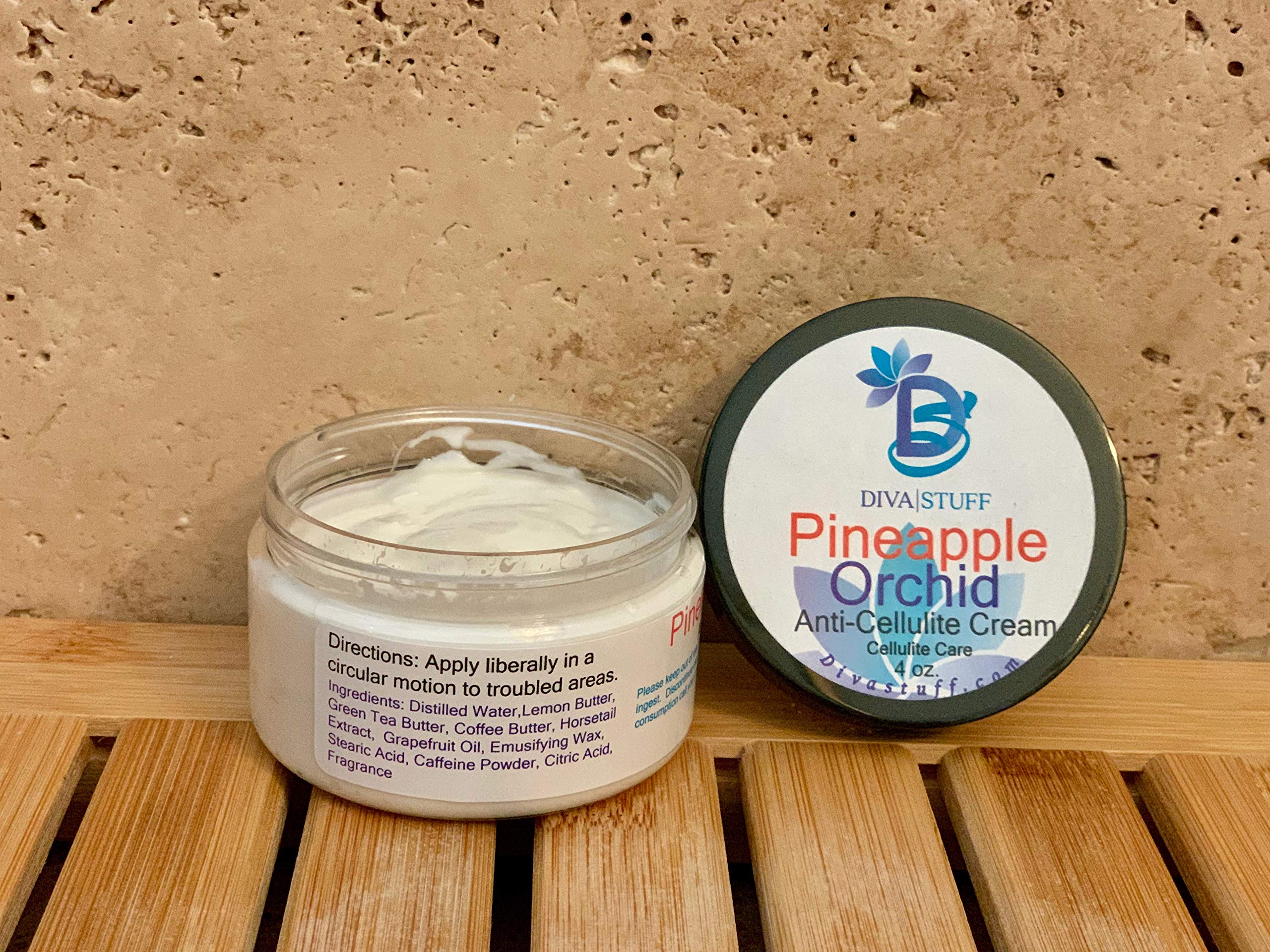 Diva Stuff Anti Cellulite Cream with Caffeine & Pineapple Orchid Extract - Firming & Smoothing Body Lotion for Thighs, Buttocks & Stomach - Perfect for Post-Workout Recovery & Daily Skin Care