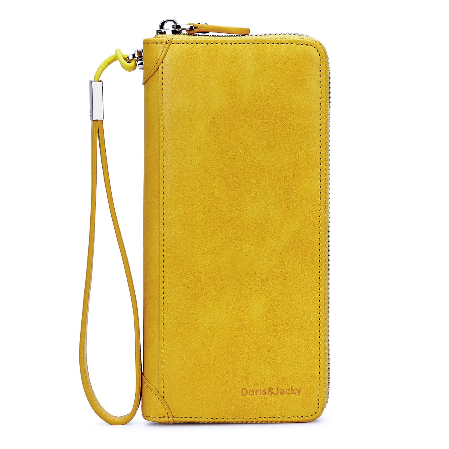 DORIS&JACKY RFID Leather Wallet for Women - Large Capacity Travel Wristlet Bag for Daily Use & Shopping