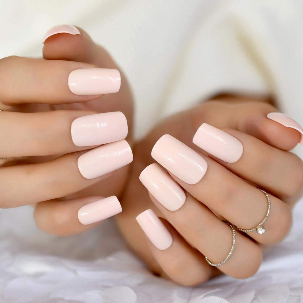 HUJL False Nails - Dreams Fake Nails Set, Sugar Pink Medium & Long Press on Nails with DIY Tips | Perfect for Parties, Weddings, Date Nights & Special Occasions