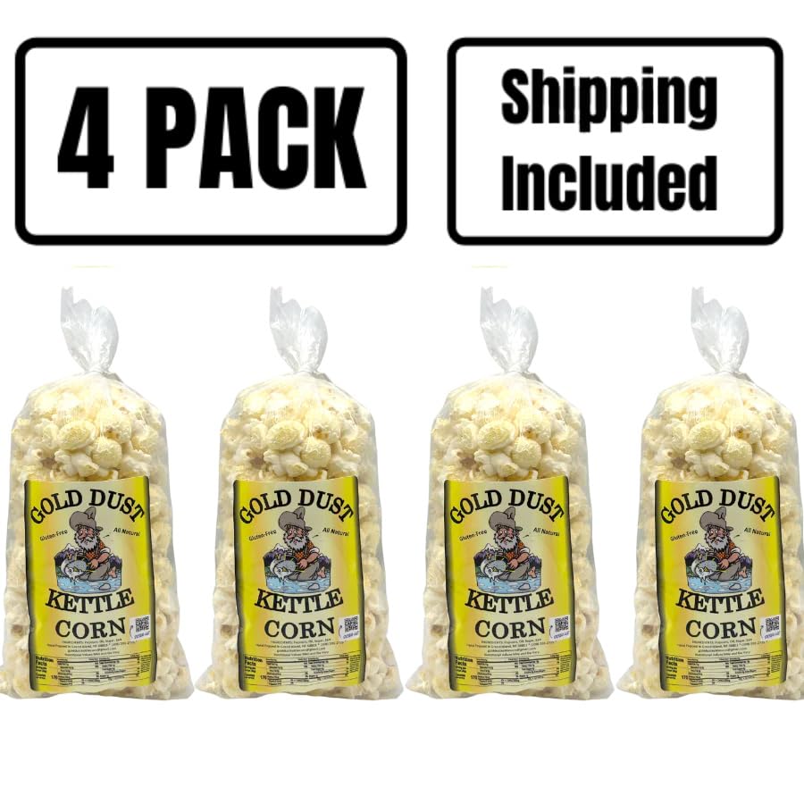 Premium Gold Dust Kettle Corn - Sweet & Salty Non-GMO Popcorn Snack | Fresh Popped in Nebraska | 2.5oz Bags (4-Pack) | Perfect for Movie Nights, Parties & Road Trips
