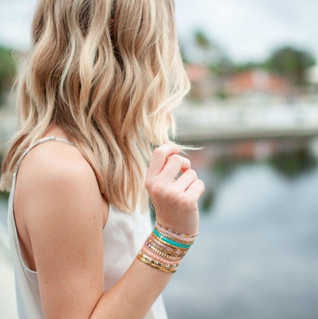 KELITCH Women's Flexible Stretch Bracelets - Handmade Boho Beaded Bracelets with Miyuki Tila Beads for Women & Teens | Perfect Gift for Birthday, Anniversary, Party & Everyday Wear