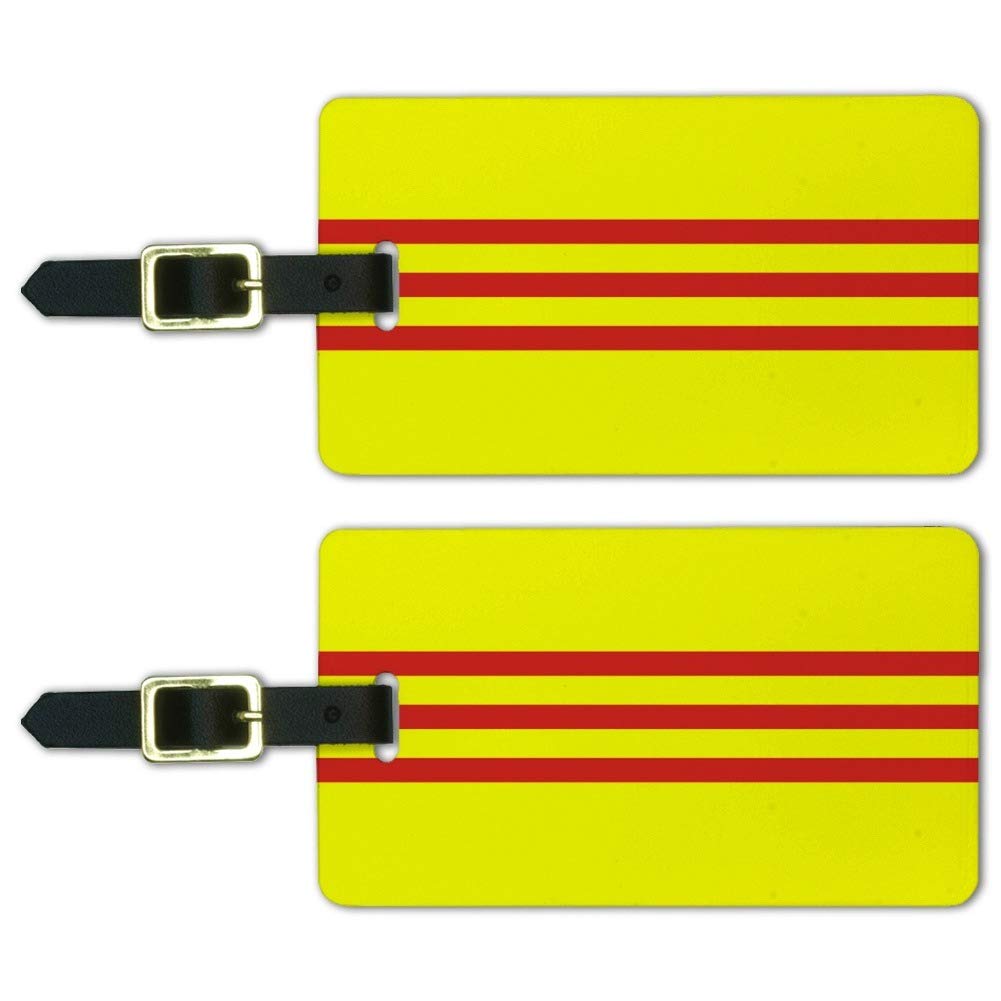 South Vietnam Flag Luggage ID Tags - Set of 2 Durable Suitcase Tags for Travel Bags & Carry-Ons | Perfect for Airports, Vacations & Business Trips