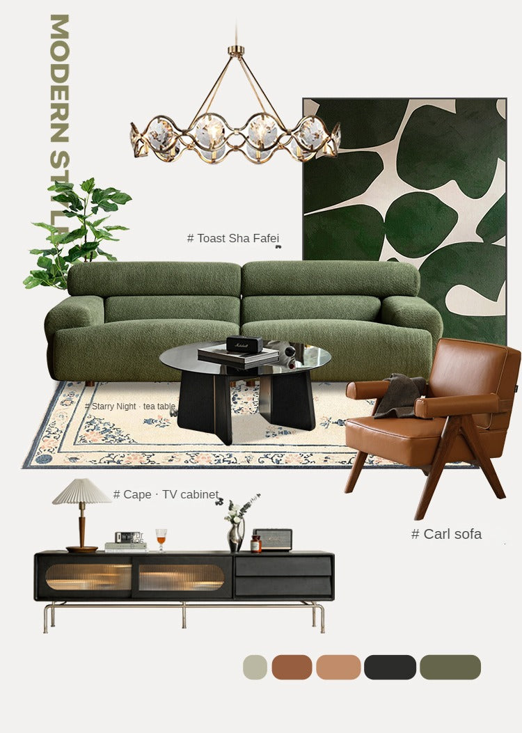 Solid Oak Wood Smoky Coffee Table with Glass Top - Modern Living Room Furniture for Home Decor
