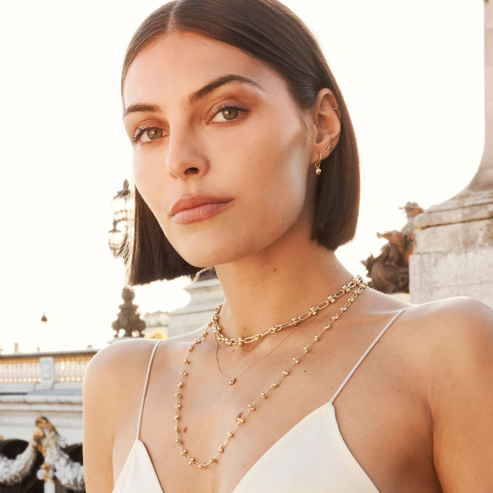 Gold Bauble Paperclip Chain Necklace - Trendy Layering Jewelry for Women, Perfect for Everyday Wear & Special Occasions