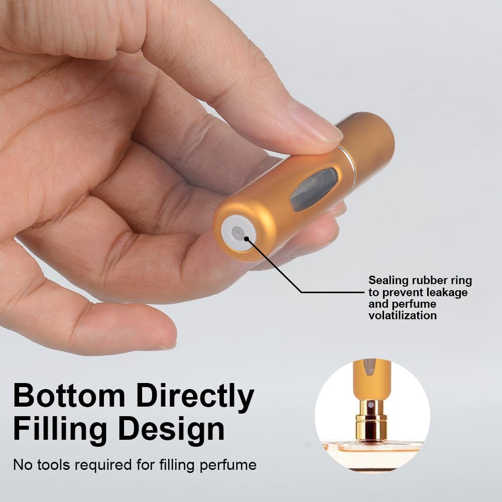 Refillable Perfume Atomizer Bottle - 3 Pack 5ml Mini Travel Perfume Sprayer, Portable Scent Pump Dispenser for Women & Men - Perfect for Airplane Carry-On, Gym Bag, Purse & Everyday Fragrance Refills