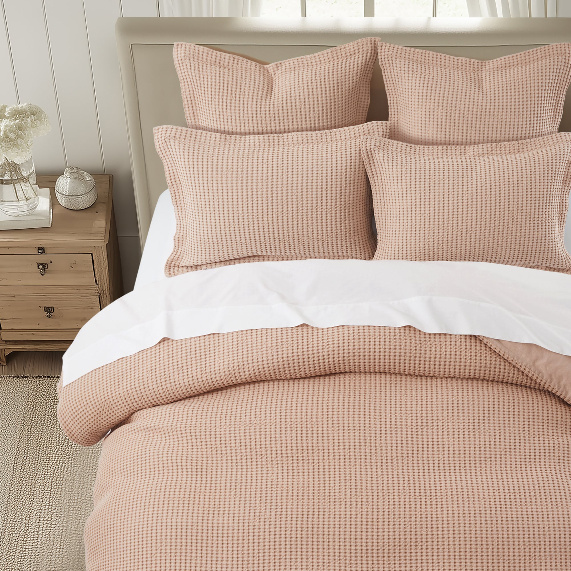 Mills Waffle Duvet Cover Set - Soft Textured Bedding for Cozy Comfort - Perfect for Master Bedroom, Guest Room & Dorm Decor