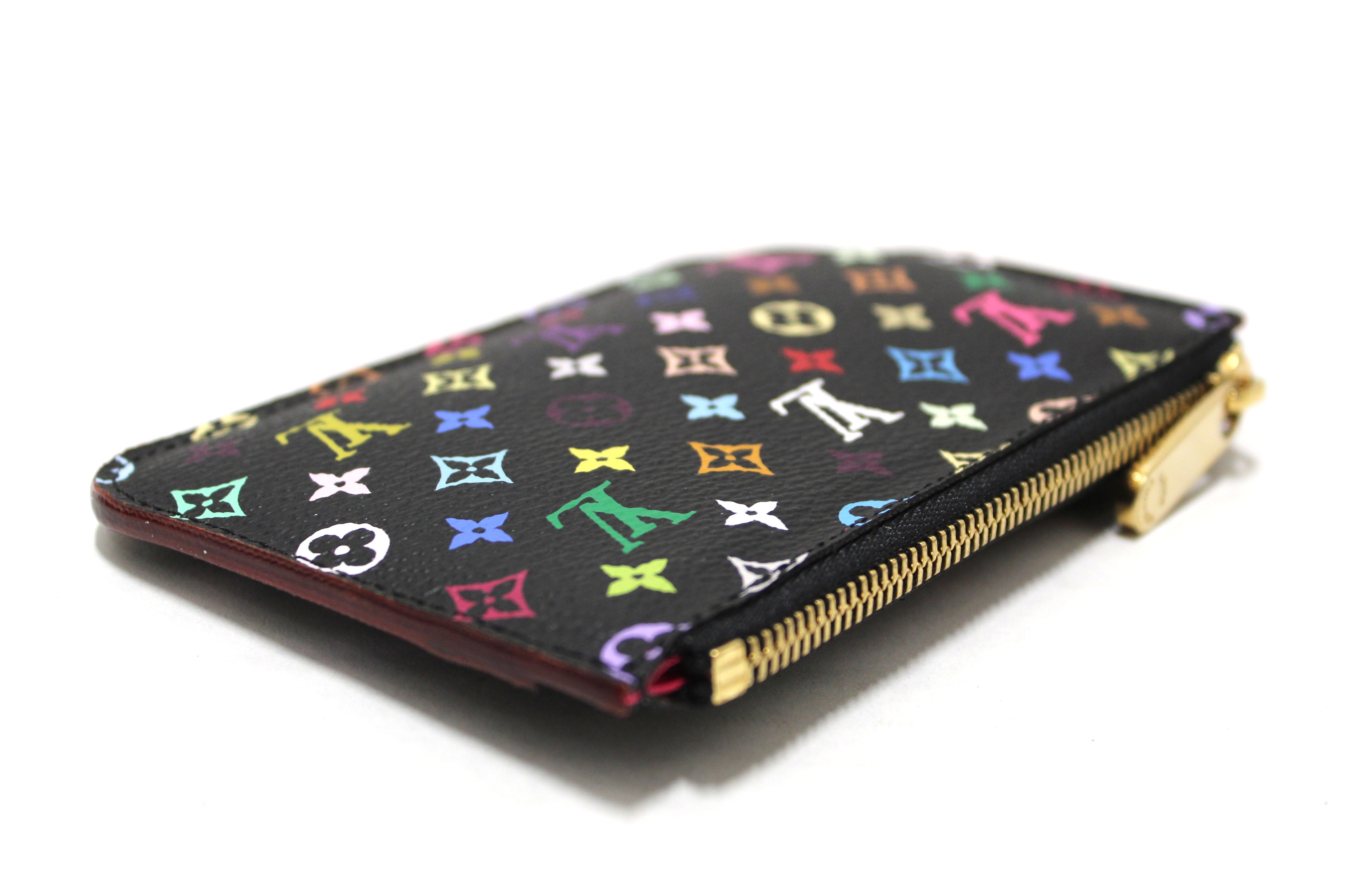 Authentic Louis Vuitton Black Multicolor Key Pouch Wallet - Compact Coin Purse & Key Holder for Women | Perfect for Everyday Use, Travel & Gift Giving