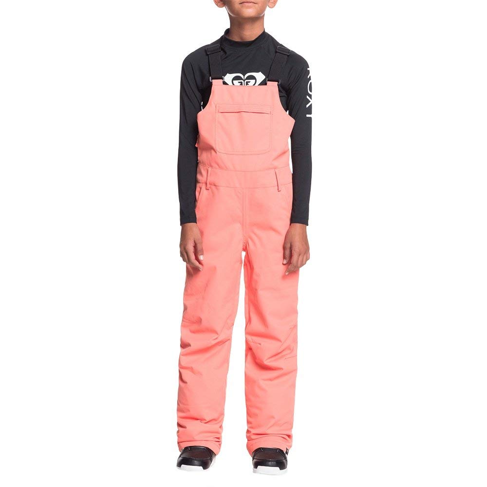 Roxy Kids Girls' Non Stop Snow Bib Pants - Waterproof Winter Snowsuit for Big Kids (Size 12, Fusion Coral) | Perfect for Skiing, Snowboarding & Outdoor Winter Activities