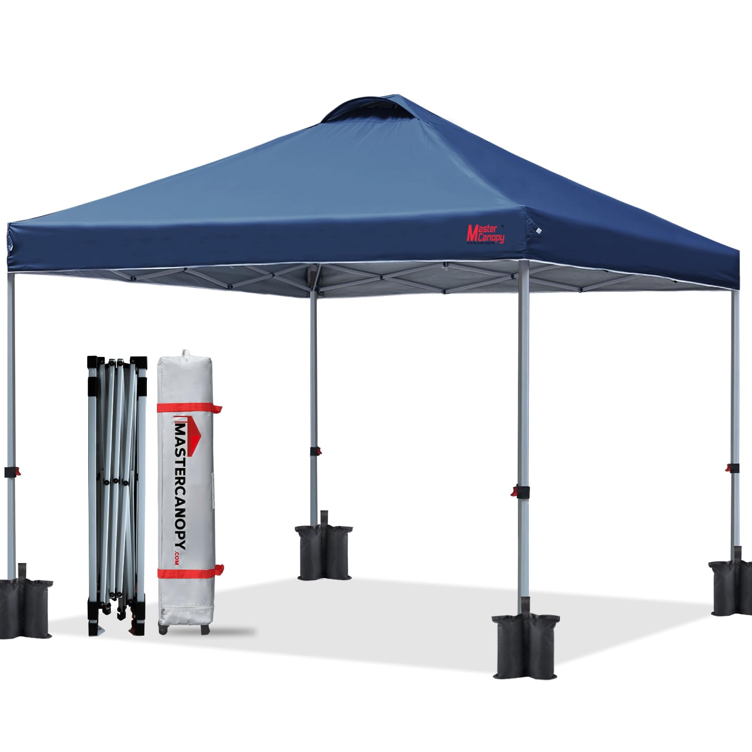MASTERCANOPY 10x10 ft Heavy Duty Pop Up Canopy Tent with Carry Bag - Waterproof Instant Shelter for Outdoor Events, Beach, Camping, Parties (Navy Blue)