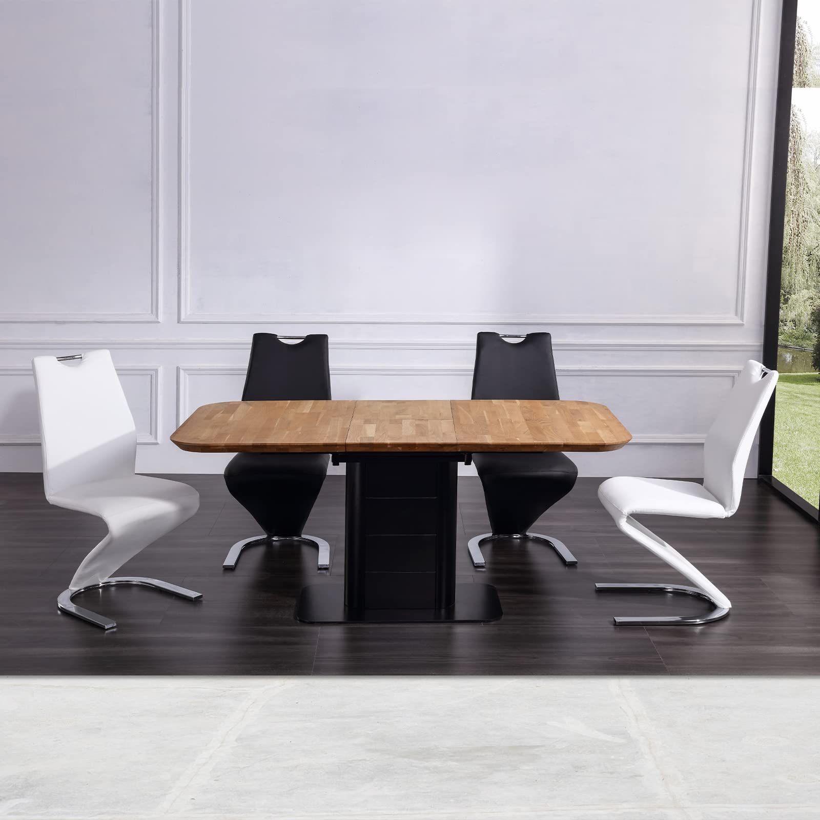 4 White Mermaid Dining Chairs Set - Modern PU Leather Upholstered Armless Side Chairs with Sturdy Metal Legs for Kitchen & Dining Room | Elegant Seating for Home, Restaurant, and Office Use