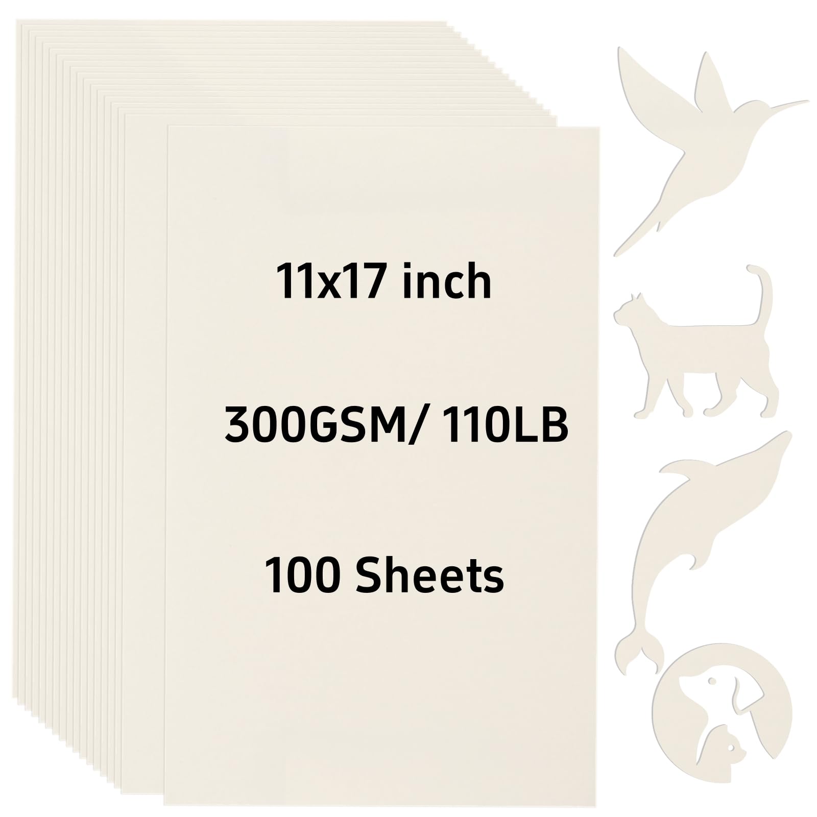 100 Sheets Cream Cardstock Paper 11x17 Inches - 110lb Thick Cover Stock for Printing, Greeting Cards, Invitations | Perfect for Halloween Crafts, Scrapbooking, DIY Projects & Postcard Making