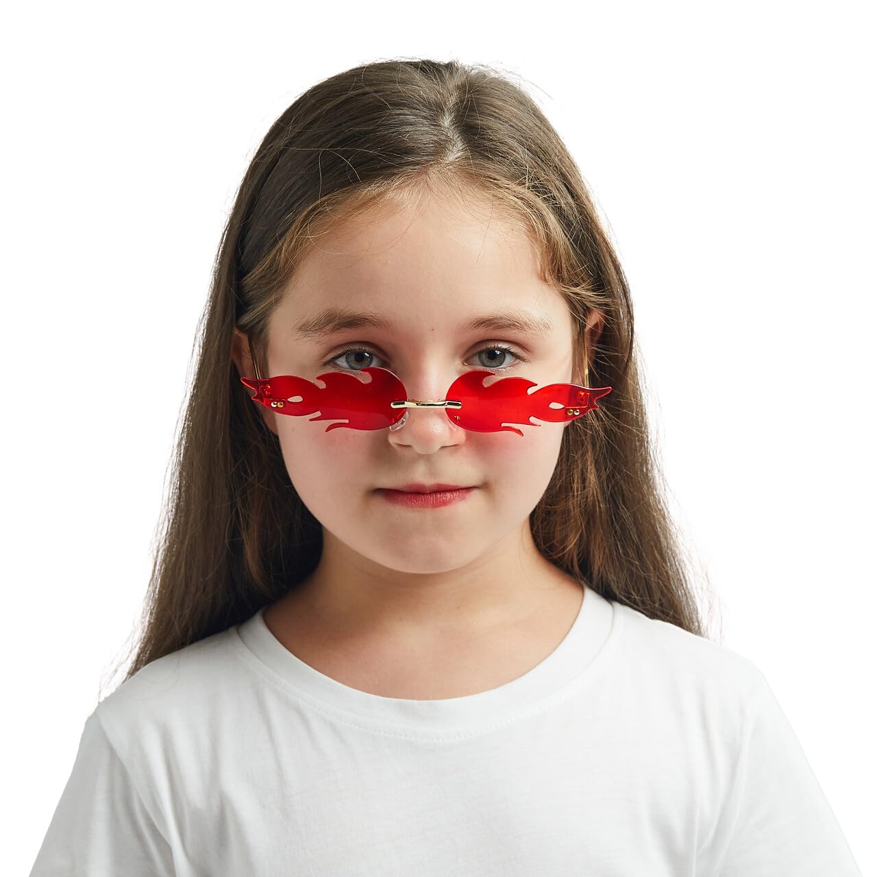 Spooktacular Creations Halloween Flame Glasses - Rimless Goth Sunglasses for Women, Men & Kids - Colorful Fire Shaped Eyewear for Costume Parties, Cosplay & Halloween Events