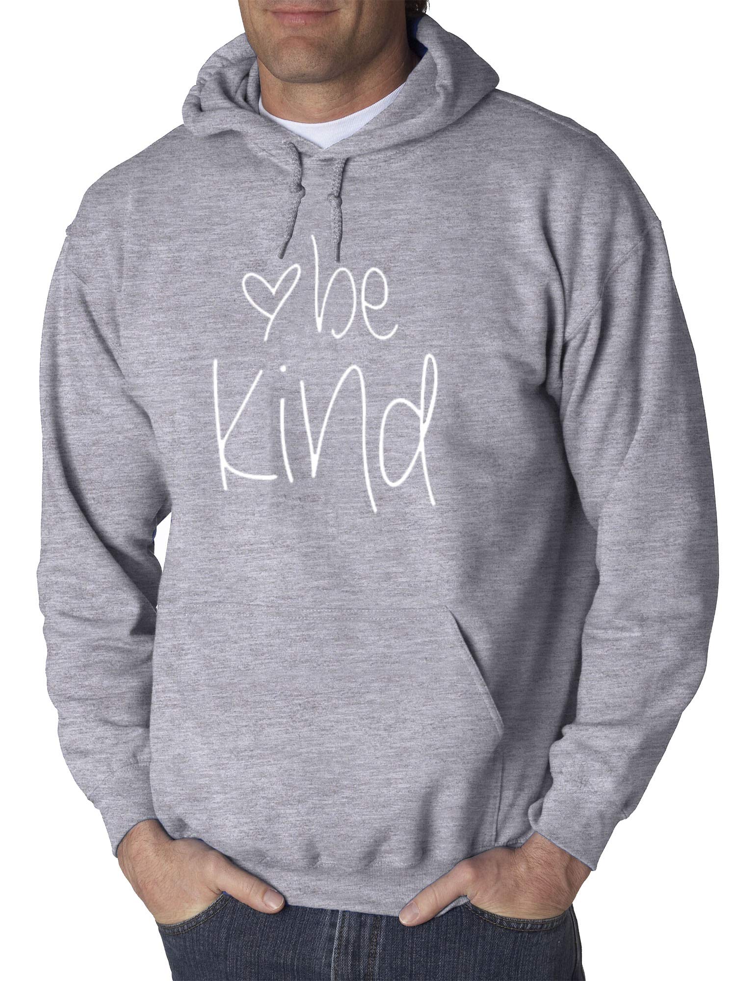 True Way 1247 - Be Kind Heart Unisex Hoodie Sweatshirt | Soft Cotton Pullover for Men & Women | 4XL Heather Grey | Perfect for Casual Wear, Gifts & Everyday Comfort