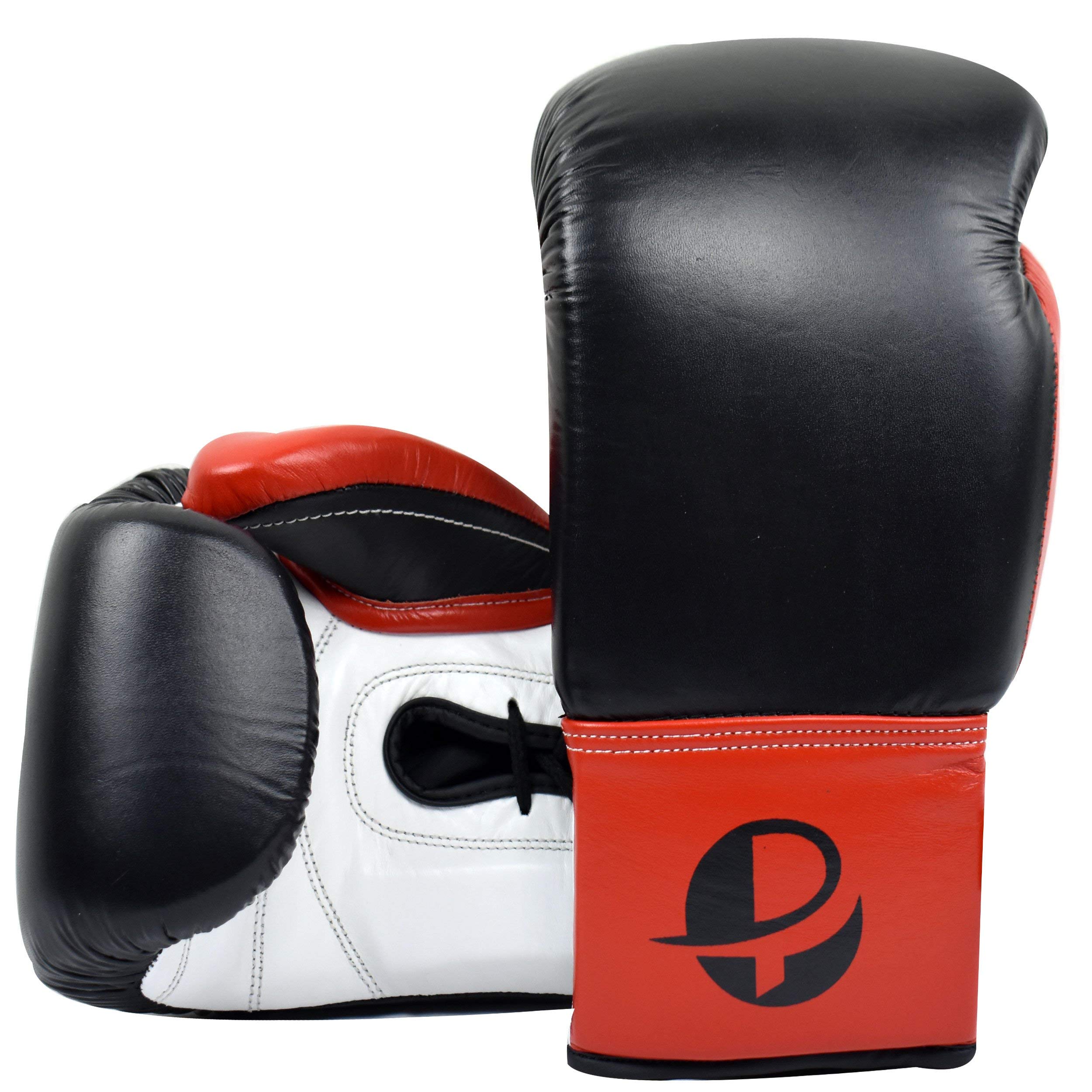 Professional Competition Lace-Up Boxing Gloves - Premium Genuine Leather Training Gloves for MMA, Sparring & Heavy Bag Workouts